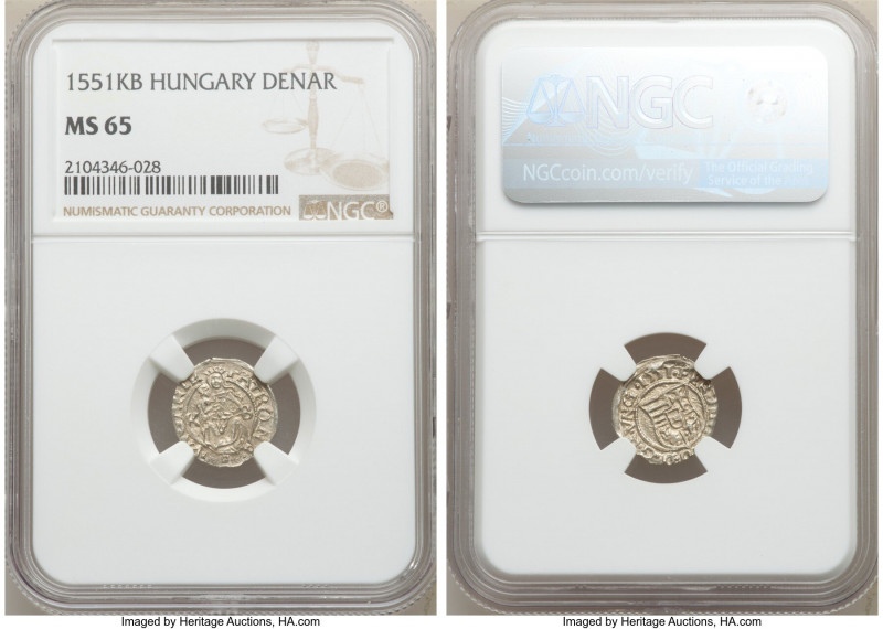 Ferdinand I Denar 1551-KB MS65 NGC, Kremnitz mint, KM-MB115.

HID09801242017
...