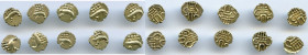 Cochin 10-Piece Lot of Uncertified gold Fanams ND (17th-18th Century) AU, KM10, Fr-1504. Average weight 0.37gm. Sold as is, no returns. 

HID0980124...