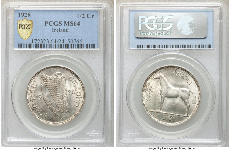 Free State 1/2 Crown 1928 MS64 PCGS, KM8. First year of type. Shimmering luster ...