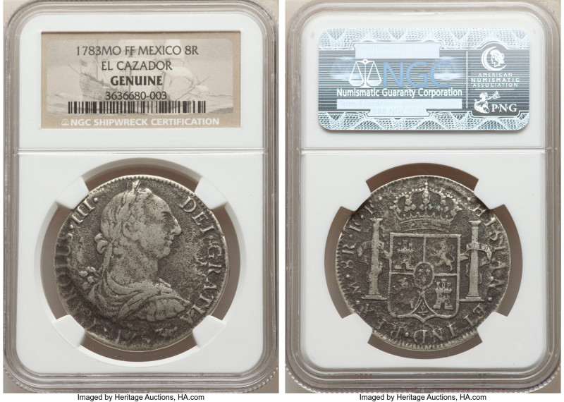 Charles III 3-Piece Lot of Certified "El Cazador" Shipwreck 8 Reales 1783 Mo-FF ...