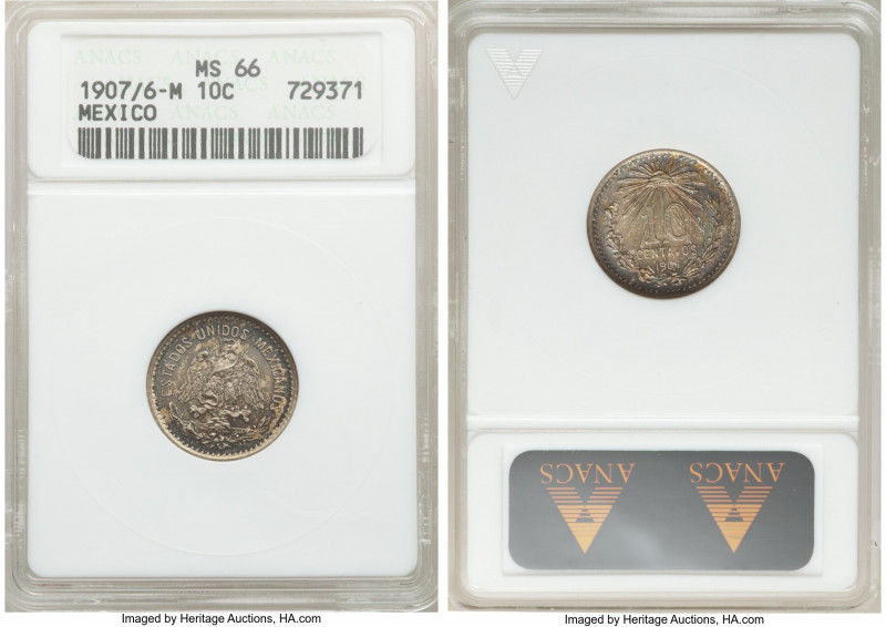Estados Unidos 10 Centavos 1907/6-M MS66 ANACS, Mexico City mint, KM428. Key dat...