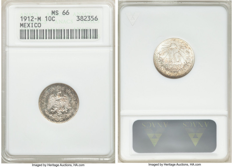 Estados Unidos 10 Centavos 1912-M MS66 ANACS, Mexico City mint, KM428. 

HID09...