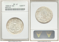 Estados Unidos 50 Centavos 1908-M MS61 ANACS, Mexico City mint, KM445. Scarce key date to series. Reflective fields with light amber tone. 

HID0980...