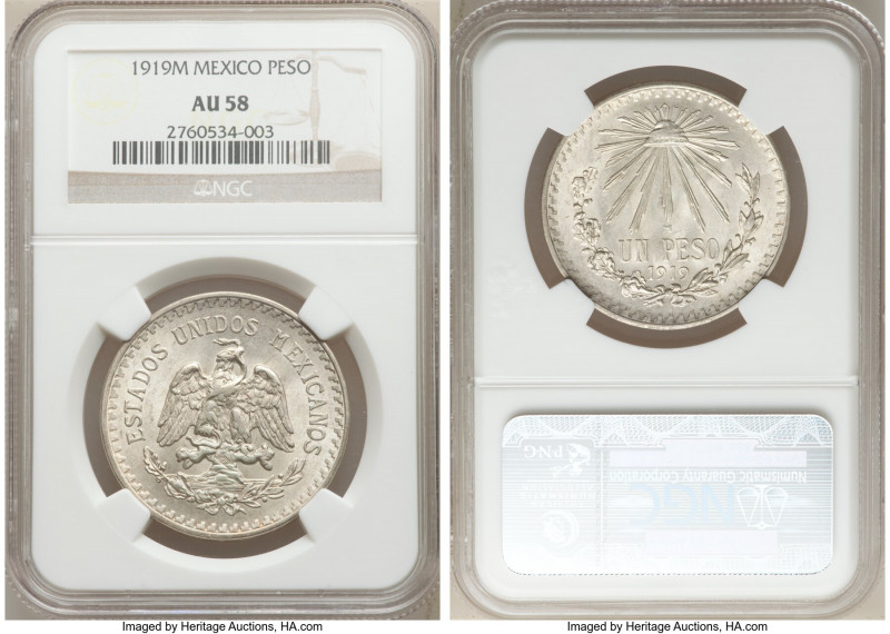 Estados Unidos 3-Piece Lot of Certified Assorted Pesos. 1) Peso 1919-M - AU58 NG...