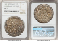 West Friesland. Provincial Lion Daalder 1605 AU55 NGC, KM12, Dav-4868. Recessed russet and teal toning lending depth to this normally weakly struck is...