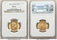 Oscar II gold 20 Kroner 1902 MS64 NGC, Kongsberg mint, KM355. 

HID09801242017

© 2020 Heritage Auctions | All Rights Reserved