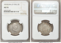 Ferdinand VII 2 Reales 1818 LM-JP AU55 NGC, Lima mint, KM115.1. Lilac-gray and golden toning. 

HID09801242017

© 2020 Heritage Auctions | All Rig...