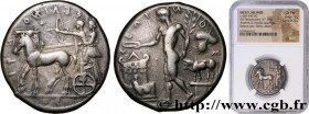 SICILY - SELINUS
Type : Tétradrachme 
Date : c. 450-440 AC. 
Mint name / Town : Sélinonte, Sicile 
Metal : silver 
Diameter : 27,5  mm
Orientation die...