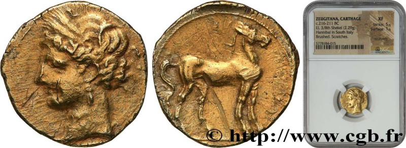ZEUGITANA - CARTHAGE
Type : Trois huitième de shekel 
Date : c. 220-202 AC. 
Min...