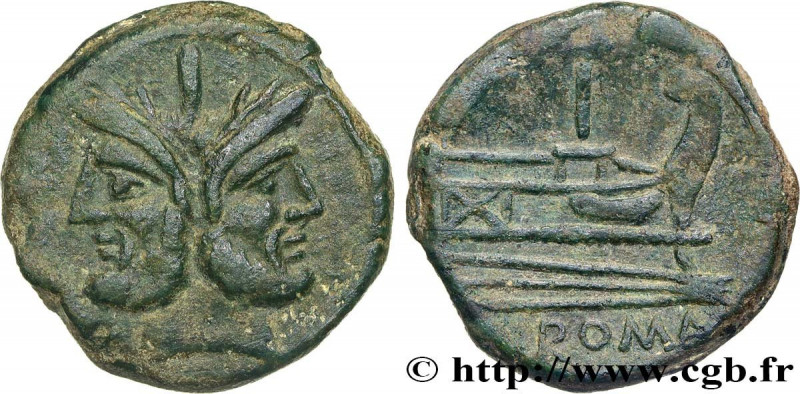 ROMAN REPUBLIC - ANONYMOUS
Type : As 
Date : c. 211 AC. 
Mint name / Town : Rome...