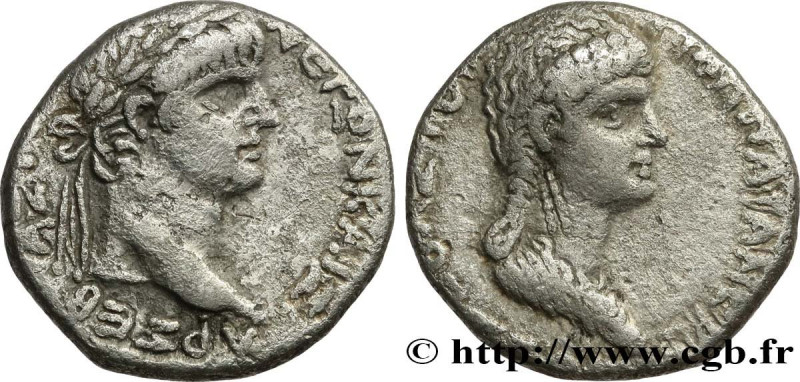 NERO and POPPAEA
Type : Drachme syro-phénicienne 
Date : an 10/ 111 
Mint name /...