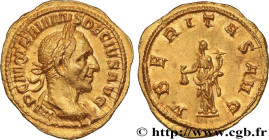 TRAJAN DECIUS
Type : Aureus 
Date : 250 
Mint name / Town : Rome 
Metal : gold 
Diameter : 21  mm
Orientation dies : 12  h.
Weight : 4,17  g.
Rarity :...