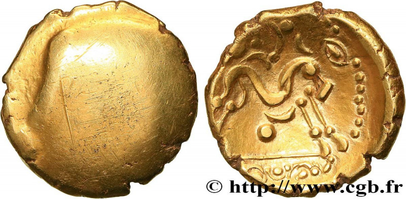 AMBIANI (Area of Amiens)
Type : Statère d'or uniface 
Date : c. 60-50 AC. 
Mint ...