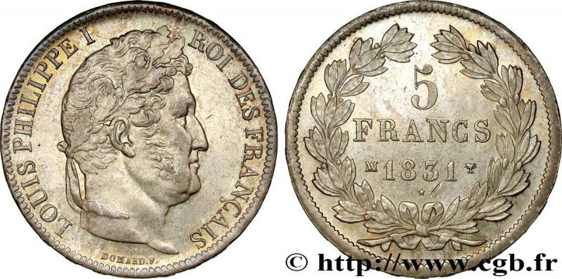 LOUIS-PHILIPPE I
Type : 5 francs Ier type Domard, tranche en relief 
Date : 1831...