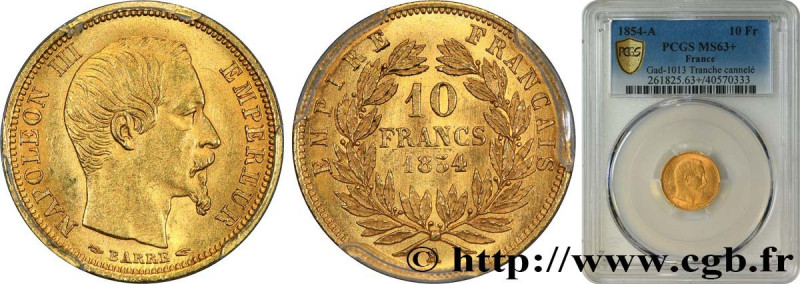 SECOND EMPIRE
Type : 10 francs or Napoléon III tête nue, petit module, tranche c...