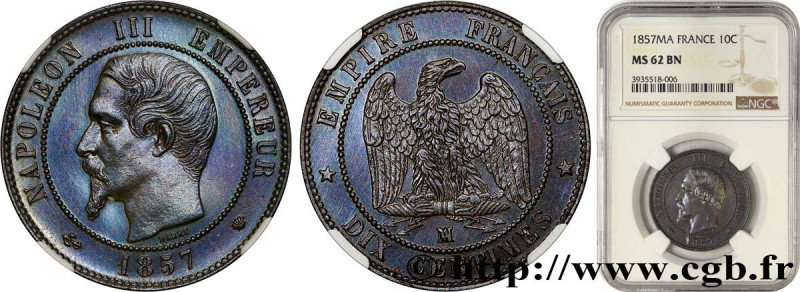 SECOND EMPIRE
Type : Dix centimes Napoléon III, tête nue 
Date : 1857 
Mint name...