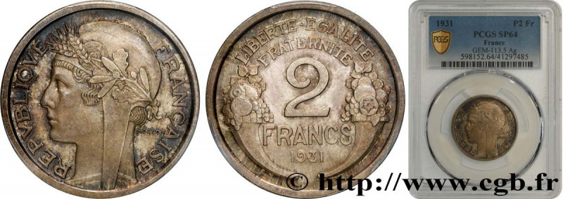 III REPUBLIC
Type : Pré-série sans le mot ESSAI de la 2 francs Morlon en argent ...