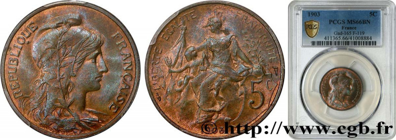 III REPUBLIC
Type : 5 centimes Daniel-Dupuis 
Date : 1903 
Quantity minted : 287...