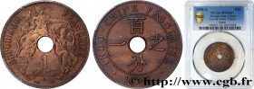 FRENCH INDOCHINA
Type : 1 Centième Essai Piefort sur flan mat 
Date : 1896 
Mint name / Town : Paris 
Metal : bronze 
Diameter : 26  mm
Orientation di...