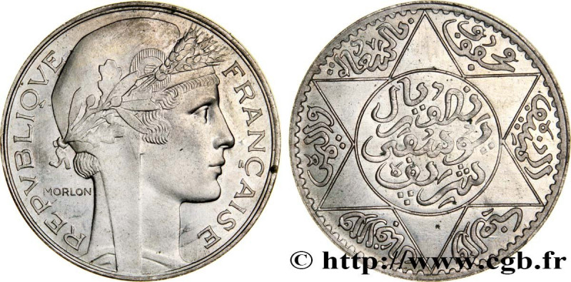 MOROCCO - FRENCH PROTECTORATE
Type : 5 Dirhams essai Cupro-Nickel Morlon AH 1349...