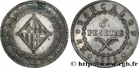 SPAIN - FRENCH OCCUPATION OF BARCELONA
Type : 5 Pesetas 
Date : 1809 
Mint name / Town : Barcelone 
Metal : silver 
Millesimal fineness : 900  ‰
Diame...