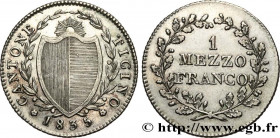 SWITZERLAND - CANTON OF TICINO
Type : 1 Mezzo Franco (1/2 Franc) 
Date : 1835 
Quantity minted : 53956 
Metal : silver 
Diameter : 25  mm
Orientation ...
