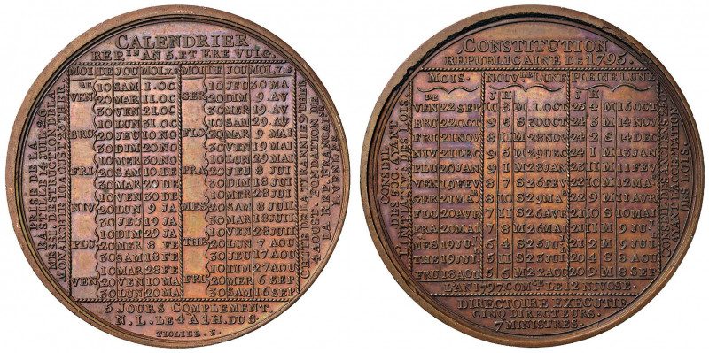 Medaglia 1796 Calendario repubblicano dell’anno V - D/ In alto: CALENDARIO REPUB...