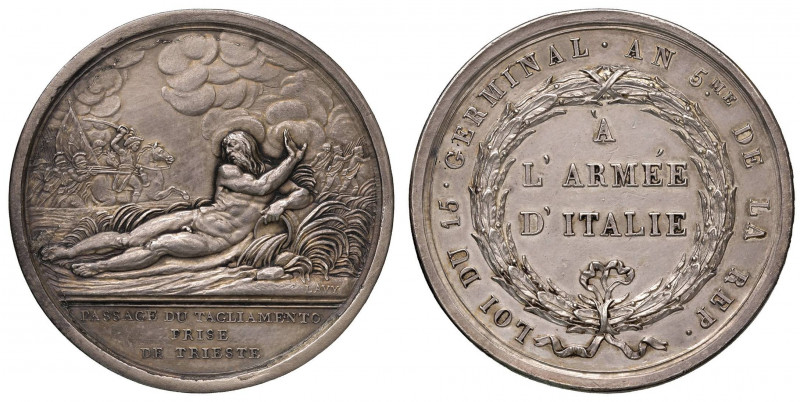 Medaglia 1797 Passaggio del Tagliamento - D/ Il Dio del Tagliamento, nelle sembi...