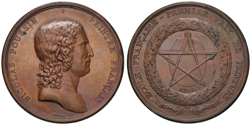 Medaglia 1797 Il pittore Nicolas Poussin - D/ Testa del pittore francese a dx. -...