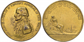 Medaglia 1797 Battaglia di Capo San Vincenzo - D/ Busto a sx dell&rsquo;ammiraglio John Ervis in alta uniforme. - R/ La Spagna affranta dinnanzi alla ...