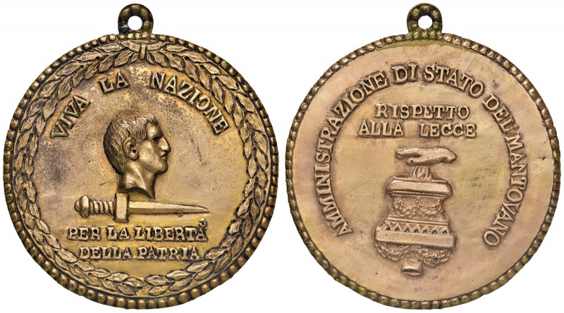 Medaglia 1797 Amministrazione del mantovano - D/ VIVA LA NAZIONE. Testa di Napol...