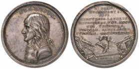 Medaglia 1797 Trattato di Campoformio - D/ ITALICUS. Busto del generale Bonaparte in uniforme a sx. - R/ ALEXAND. BUONAPARTE. POST. HERCULEOS. LABORES...