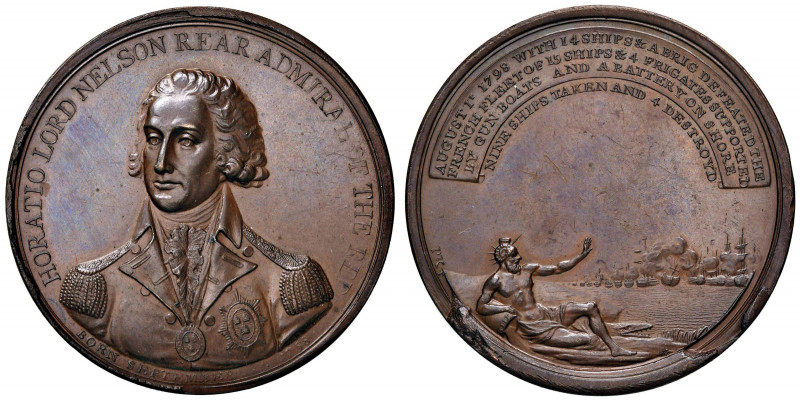 Medaglia 1798 Battaglia del Nilo - D/ Busto di Horatio Nelson in uniforme di amm...