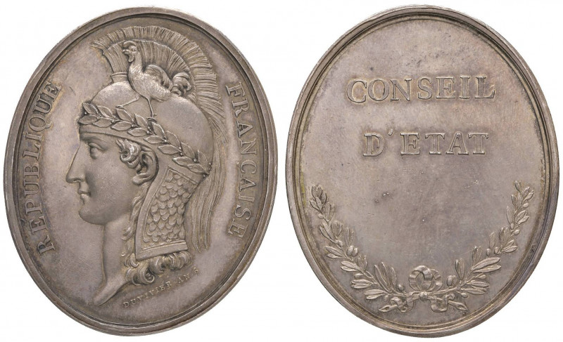 Medaglia 1799 Consiglio di Stato - D/ Testa di Minerva a sx elmata e laureata. A...