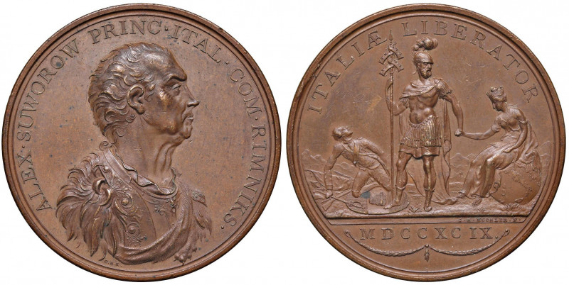 Medaglia 1799 La battaglia della Trebbia - D/ Busto del generale russo Suworow a...