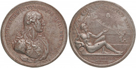 Medaglia 1799 Ristabilimento sul trono del Regno di Napoli di Ferdinando IV dopo il crollo della Repubblica Partenopea - D/ Busto corazzato del re a d...