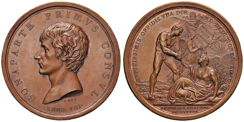 Medaglia 1800 Battaglia di Marengo - D/ Busto di Napoleone a sx con testa e coll...