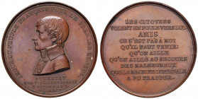 Medaglia 1800 Attentato a Bonaparte nella Rue Saint-Nicaise - D/ AMOUR DU PEUPLE FRANCAIS POUR LE PREMIER CONSUL. Busto di Napoleone a sx in uniforme....