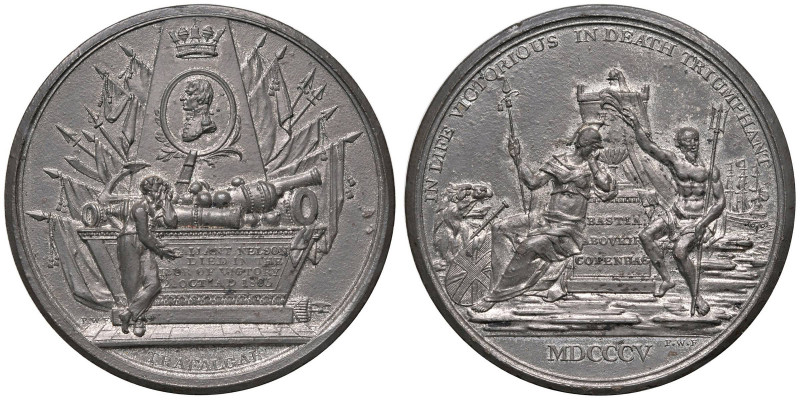 Medaglia 1805 Battaglia navale di Trafalgar. Morte di Nelson - D/ tomba sormonta...
