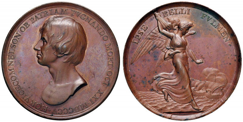 Medaglia 1805 Morte di Nelson nella battaglia di Trafalgar - D/ busto a sx del c...