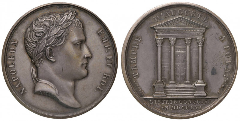 Medaglia 1806 Conquista dell’Istria - D/ Busto laureato a dx. NAPOLEON EMP. ET R...