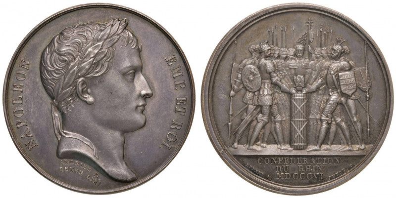 Medaglia 1806 Confederazione del Reno - D/ Busto laureato a dx di Napoleone - R/...