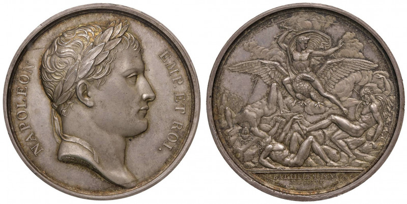 Medaglia 1806 Battaglia di Iena - D/ Busto di Napoleone a dx. R/ Napoleone nei t...