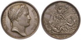 Medaglia 1806 Battaglia di Iena - D/ Busto di Napoleone a dx. R/ Napoleone nei tratti di Giove, a cavallo di un’aquila, fulmina i giganti che volevano...