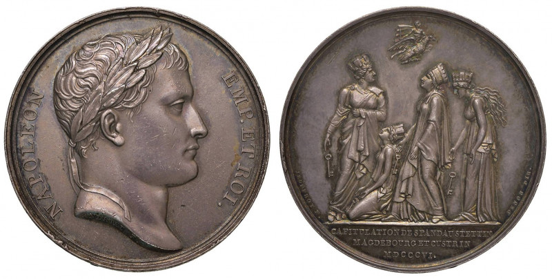Medaglia 1806 Capitolazione di quattro fortezze prussiane - D/ Busto laureato di...