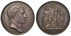 Medaglia 1806 Capitolazione di quattro fortezze prussiane - D/ Busto laureato di Napoleone a dx - R/ Quattro donne, abbigliate da antiche matrone roma...