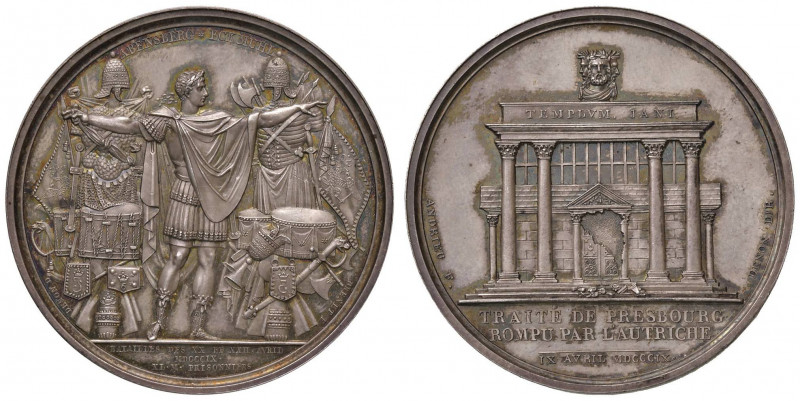 Medaglia 1809 L’Austria rompe il tratto di pace di Presbourg - D/ Il tempio di G...