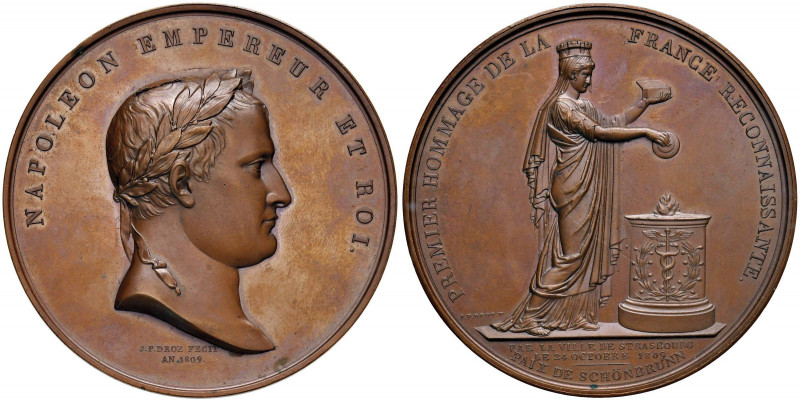 Medaglia 1809 Pace di Vienna - D/ Testa laureata di Napoleone a dx. Sotto la tes...