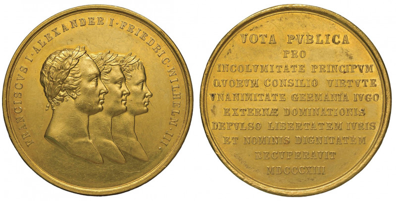 Medaglia 1813 Alleanza tra Austria, Prussia e Russia contro la Francia di Napole...