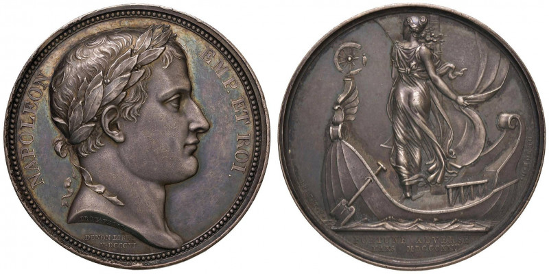 Medaglia 1814 Capitolazione di Parigi - D/ Testa laureata di Napoleone a dx. Sot...